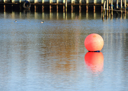 球标摄影照片_背景中带反射和痣的红色海上球标