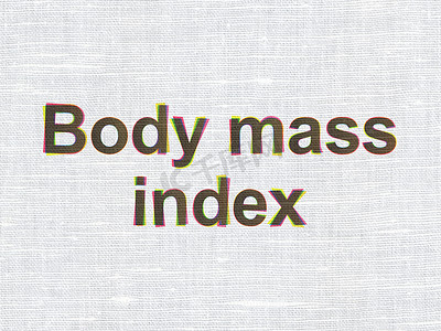 医疗保健概念：织物纹理背景上的身体质量指数