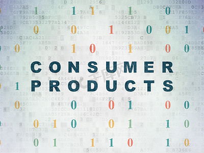 财务概念： 数字数据论文背景上的消费产品