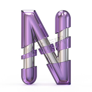 紫宝石金属芯字体 LETTER N 3D