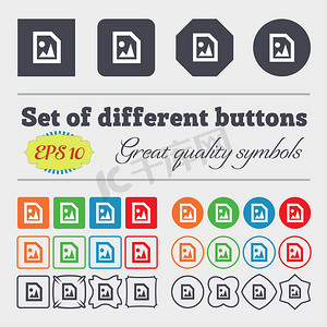 File JPG icon sign 一大套丰富多彩、多样化、高质量的按钮。