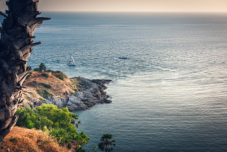 东南亚风景摄影照片_热带海景泰国日落自然景观，东南亚海天堂岛全景，泰国旅游目的地。