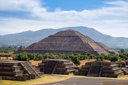 特奥蒂瓦坎古代玛雅 c 的太阳金字塔景观