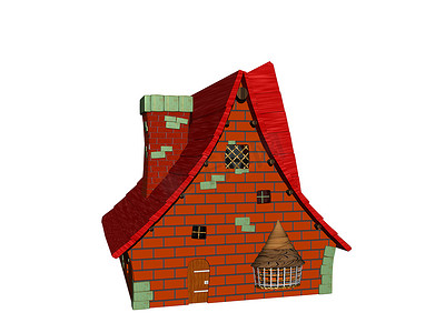 房子卡通房子摄影照片_带坡屋顶的红色卡通房子