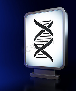 海报背景医学摄影照片_科学概念： 广告牌背景上的 DNA