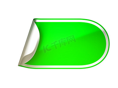 圆形绿色弯曲贴纸或标签