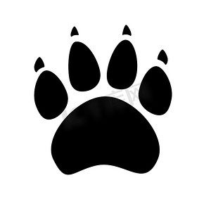 动物狗狗的可爱摄影照片_白色背景下动物脚印的黑色剪影。