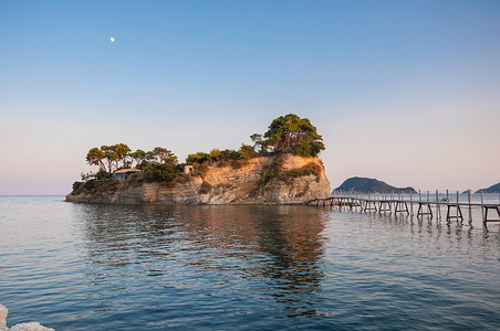 日落时的浮雕岛，希腊扎金托斯