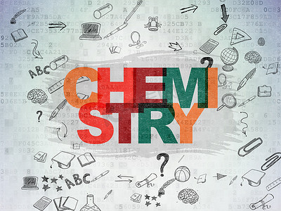 教育理念： 数字纸张背景上的化学