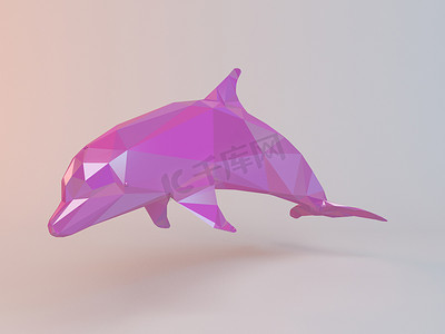 3D粉色低聚（海豚）