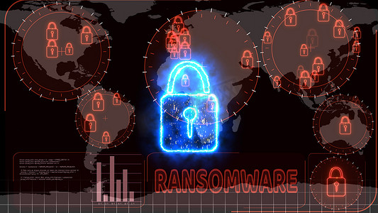 黑客加密红色数字技术大数据锁被检测到