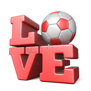 Word LOVE 与足球足球 3D