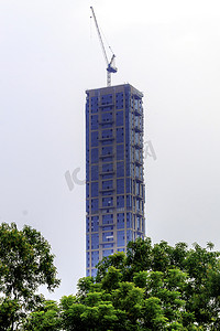 国际观月摄影照片_查特吉国际中心，加尔各答/印度亚洲-2018 年 8 月 31 日：最近翻新和全新的加尔各答著名最高建筑的现代外观