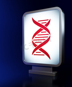 生活方式海报摄影照片_健康理念：广告牌背景上的 DNA