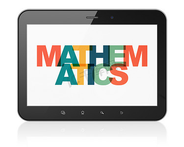 数学信息摄影照片_教育理念： 平板电脑与数学上显示