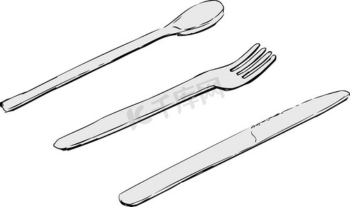 刀、叉和勺子草图
