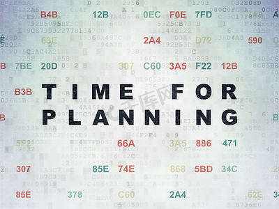 规划时间摄影照片_时间概念： 数字数据纸张背景上的规划时间