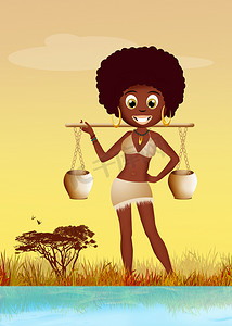 提水的非洲妇女