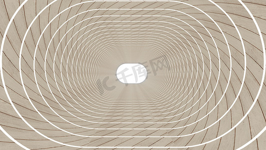 隧道背景中抽象椭圆形状的 3d 渲染