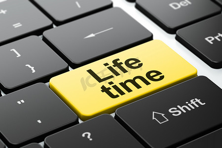 时间轴概念： 计算机键盘背景上的生命时间