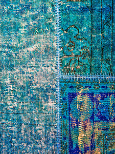 染布摄影照片_蓝色拼布地毯