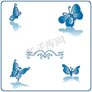 设置小图标摄影照片_漂亮的蝴蝶假纸卡蓝卡