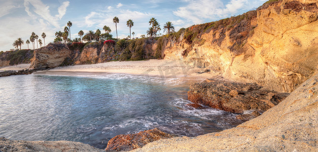 加利福尼亚摄影照片_金银岛海滩的日落美景