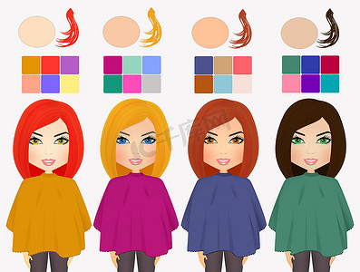 分析女性面部、头发、皮肤和眼睛的季节性颜色类型