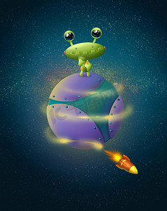 世界绿色设计摄影照片_太空蛙 - 场景设计