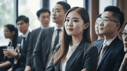 员工年轻的成功公司执行的年轻亚洲商人与幸福工合作办公室会议里有不同别的亚洲工商界人士集团成员之间的愉快工作伙伴