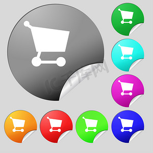 网络购物元素摄影照片_购物篮图标标志。