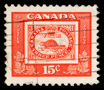 加拿大为纪念第一张加拿大邮票一百周年而发行的邮票