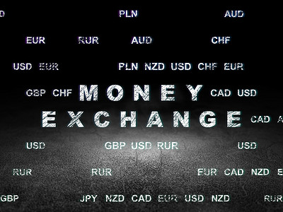 货币概念：grunge 暗室中的货币兑换