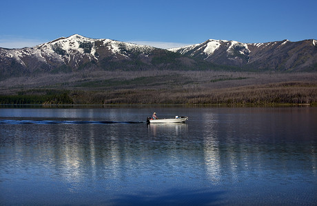 麦当劳湖 Fishing Boat Glacier National Park Montana