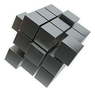 从块组装立方体的抽象 3d 插图