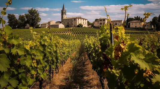法国圣埃米利翁波尔多葡萄酒地貌的圣埃