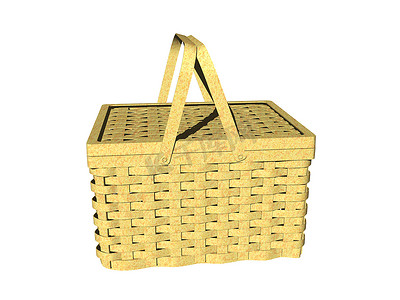 购物篮筐摄影照片_两边带盖的柳条篮子，用于野餐