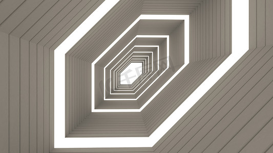 隧道背景和 che 中抽象六边形形状的 3d 呈现器