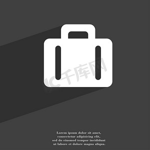 手提箱图标符号平现代 web 设计与长长的阴影和空间为您的文本。