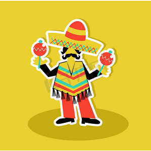 卡通墨西哥人符号图标