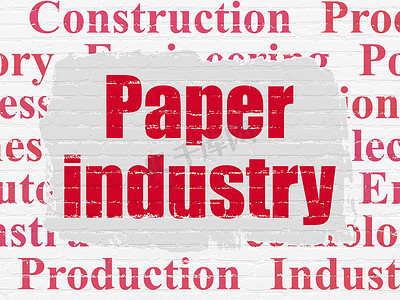 造纸业摄影照片_行业概念： 背景墙上的造纸业