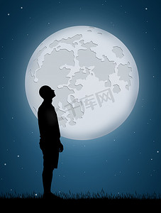 男人看月亮