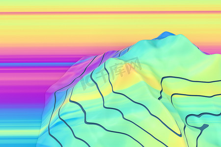 地形图背景山谷和山脉，3d 渲染。