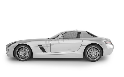 运动车模拟白色背景，3D 插图