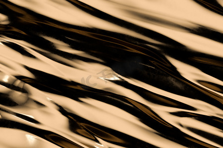 “流动的波纹图案，金色背景，3d 渲染。”
