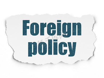 政治概念： 撕纸背景上的外交政策