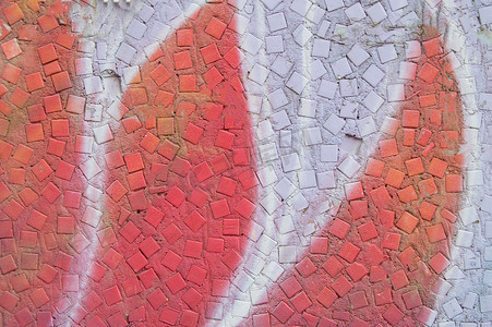 花的线条线条摄影照片_陶瓷马赛克瓷砖的抽象图案，艺术背景