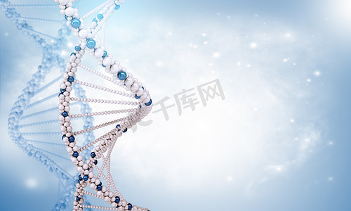 分子摄影照片_在蓝色的 DNA 分子