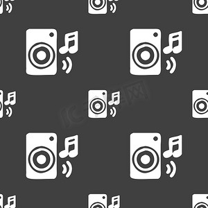 音乐波浪摄影照片_音乐专栏，迪斯科，音乐，旋律，扬声器图标标志。