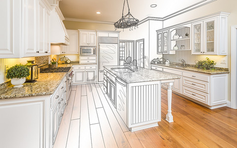 定制厨房设计图和渐变照片组合